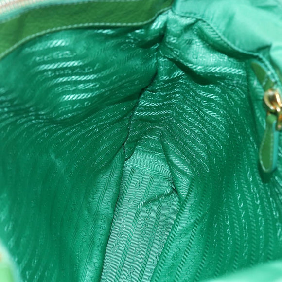 PRADA Tote Bag Nylon Green Gold Auth 155942