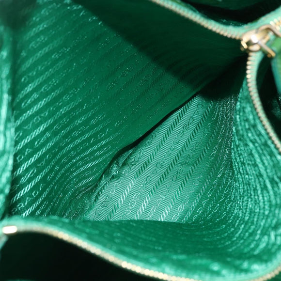 PRADA Tote Bag Nylon Green Gold Auth 155942