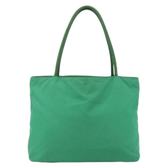 PRADA Tote Bag Nylon Green Gold Auth 155942