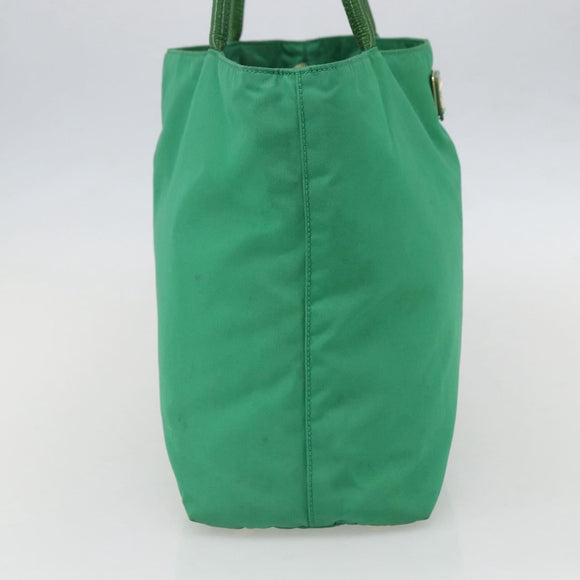 PRADA Tote Bag Nylon Green Gold Auth 155942