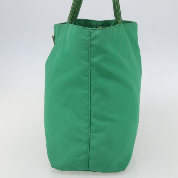 PRADA Tote Bag Nylon Green Gold Auth 155942