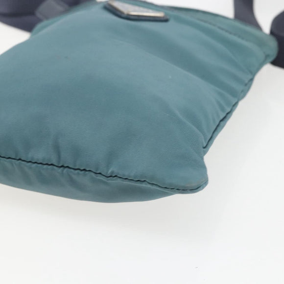 PRADA Shoulder Bag Nylon Blue Silver Auth 155943