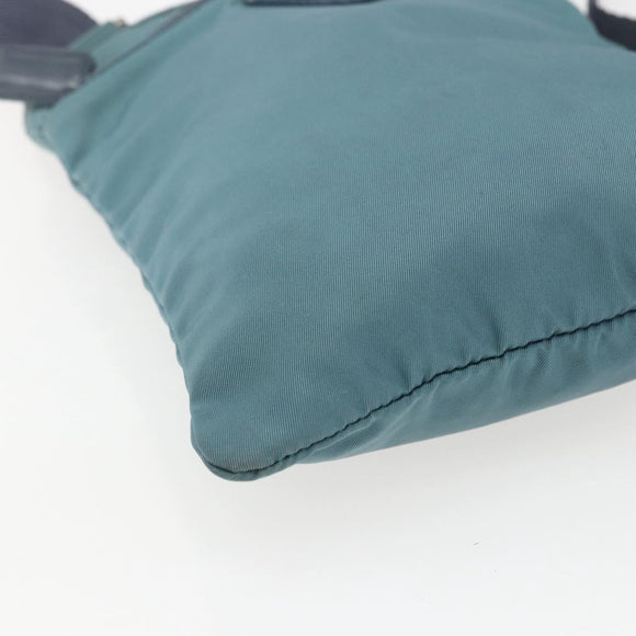 PRADA Shoulder Bag Nylon Blue Silver Auth 155943