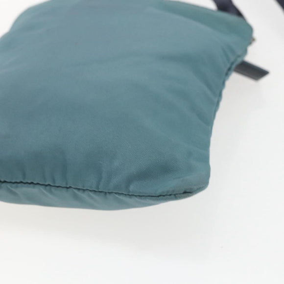 PRADA Shoulder Bag Nylon Blue Silver Auth 155943