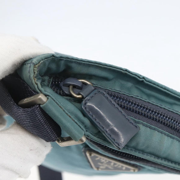 PRADA Shoulder Bag Nylon Blue Silver Auth 155943