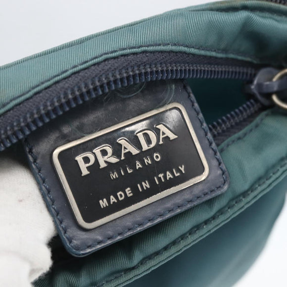 PRADA Shoulder Bag Nylon Blue Silver Auth 155943