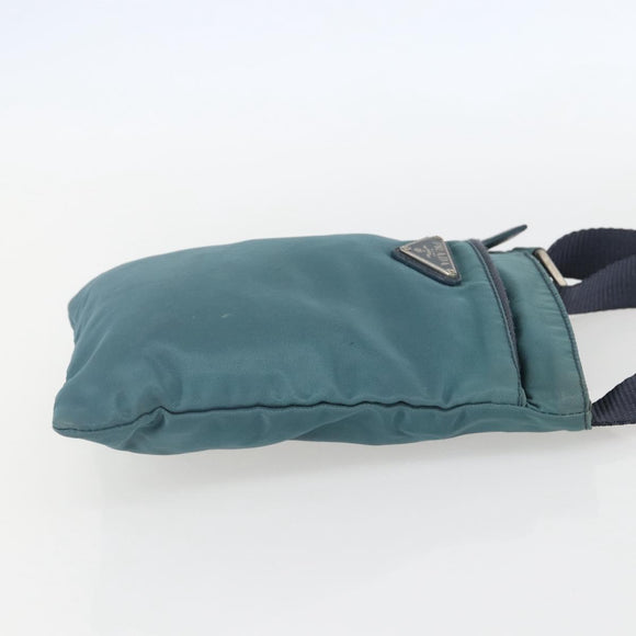PRADA Shoulder Bag Nylon Blue Silver Auth 155943