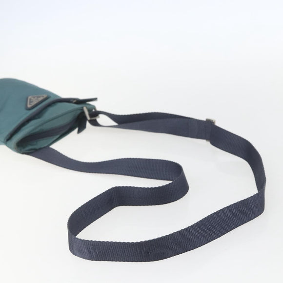 PRADA Shoulder Bag Nylon Blue Silver Auth 155943