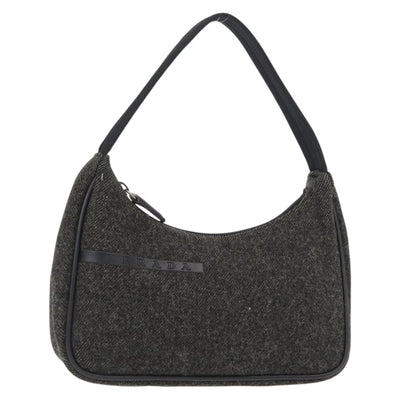 PRADA Sports Hand Bag Wool Gray Silver Auth 155944