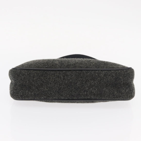 PRADA Sports Hand Bag Wool Gray Silver Auth 155944