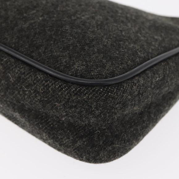 PRADA Sports Hand Bag Wool Gray Silver Auth 155944