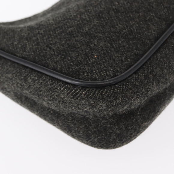 PRADA Sports Hand Bag Wool Gray Silver Auth 155944