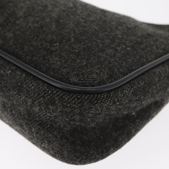 PRADA Sports Hand Bag Wool Gray Silver Auth 155944
