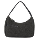 PRADA Sports Hand Bag Wool Gray Silver Auth 155944-2