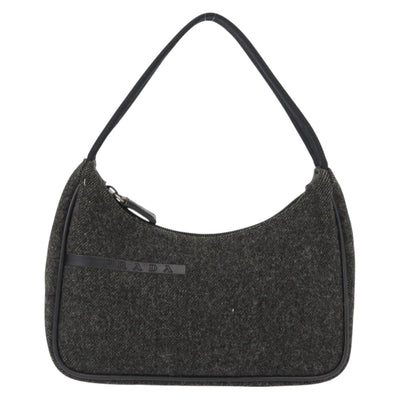 PRADA Sports Hand Bag Wool Gray Silver Auth 155944 - 0