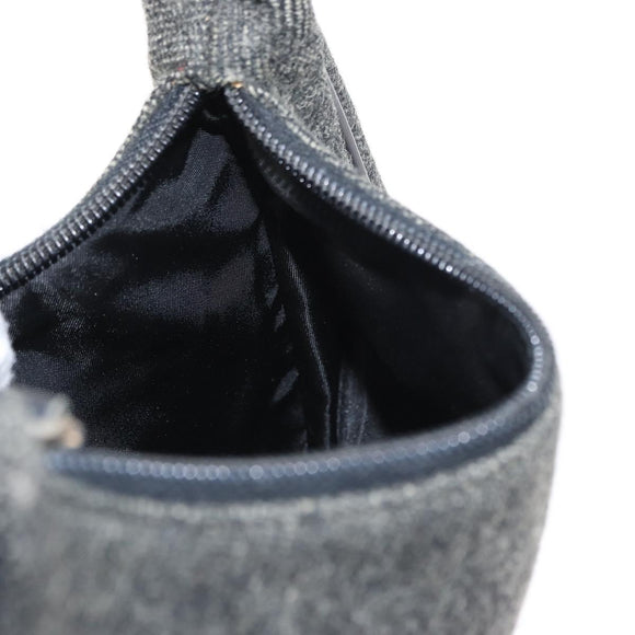 PRADA Sports Hand Bag Wool Gray Silver Auth 155944