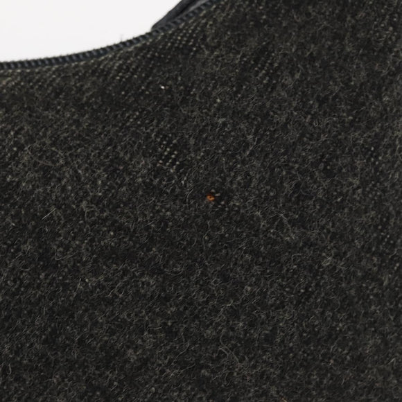 PRADA Sports Hand Bag Wool Gray Silver Auth 155944