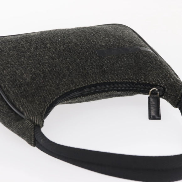 PRADA Sports Hand Bag Wool Gray Silver Auth 155944