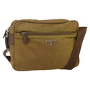 PRADA Shoulder Bag Nylon Brown Silver Auth 155945-1