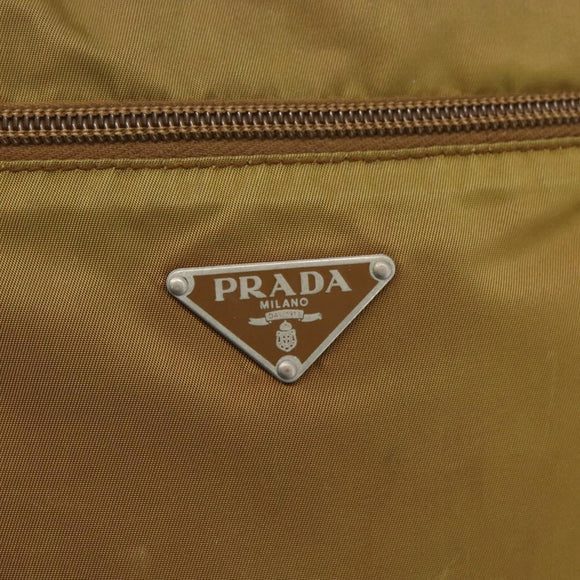 PRADA Shoulder Bag Nylon Brown Silver Auth 155945