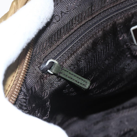 PRADA Shoulder Bag Nylon Brown Silver Auth 155945