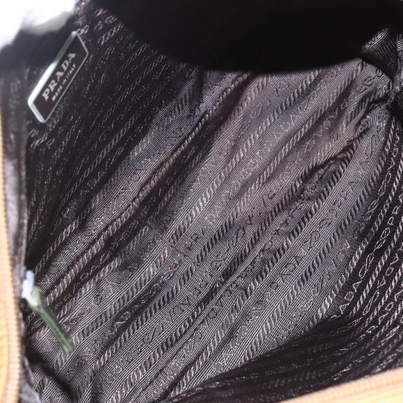 PRADA Shoulder Bag Nylon Brown Silver Auth 155945