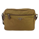 PRADA Shoulder Bag Nylon Brown Silver Auth 155945-2