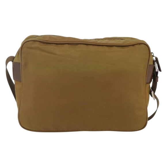 PRADA Shoulder Bag Nylon Brown Silver Auth 155945