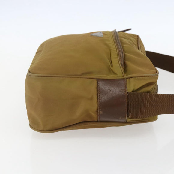 PRADA Shoulder Bag Nylon Brown Silver Auth 155945