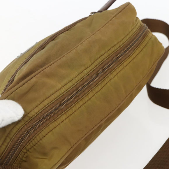 PRADA Shoulder Bag Nylon Brown Silver Auth 155945