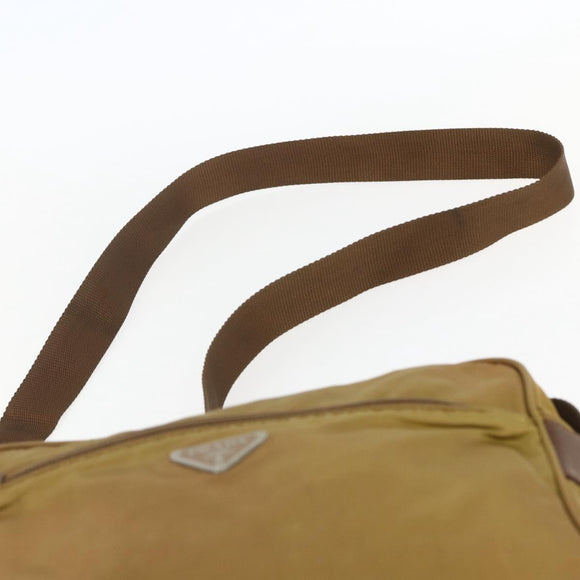 PRADA Shoulder Bag Nylon Brown Silver Auth 155945