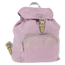 PRADA Backpack Nylon Pink Silver Auth 155946
