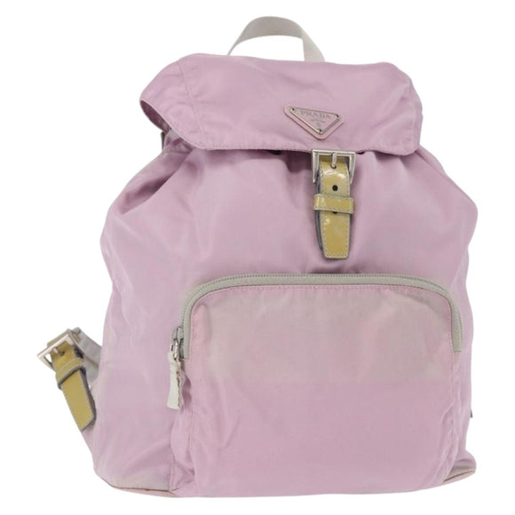 PRADA Backpack Nylon Pink Silver Auth 155946