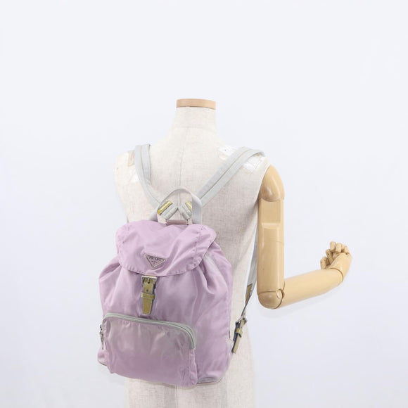 PRADA Backpack Nylon Pink Silver Auth 155946
