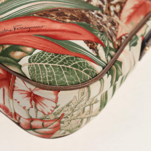 Salvatore Ferragamo Shoulder Bag Nylon Multicolor Gold Auth 155947V