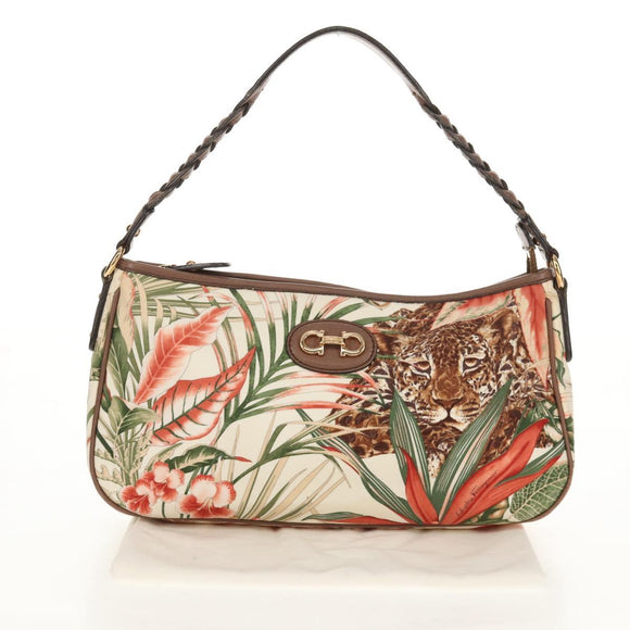 Salvatore Ferragamo Shoulder Bag Nylon Multicolor Gold Auth 155947V