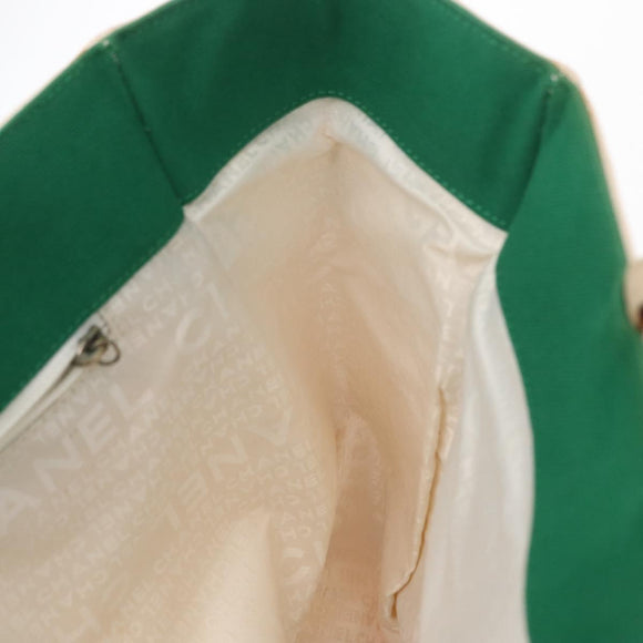 CHANEL Chain Tote Bag No5 Canvas Beige Silver CC Auth 155949