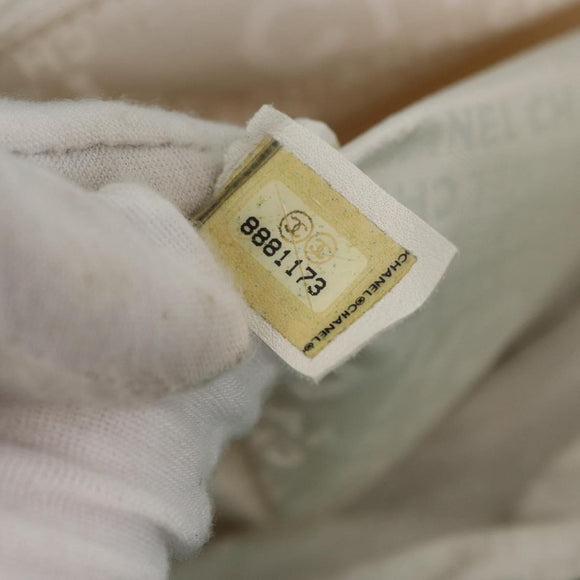 CHANEL Chain Tote Bag No5 Canvas Beige Silver CC Auth 155949