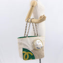 CHANEL Chain Tote Bag No5 Canvas Beige Silver CC Auth 155949-23