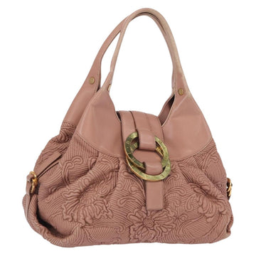 BVLGARI Chandra Shoulder Bag Leather Pink Gold Auth 155952