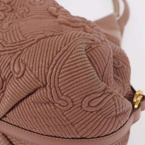 BVLGARI Chandra Shoulder Bag Leather Pink Gold Auth 155952