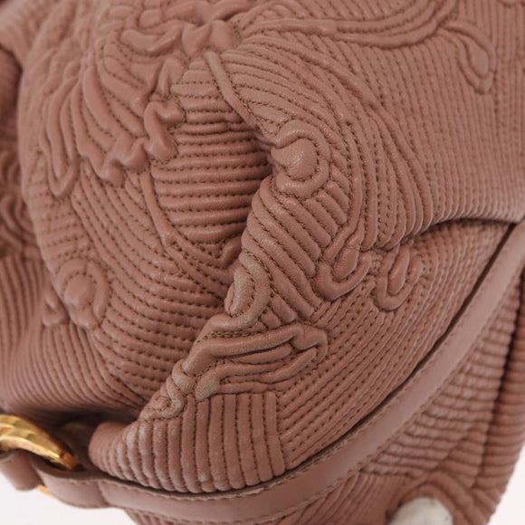 BVLGARI Chandra Shoulder Bag Leather Pink Gold Auth 155952