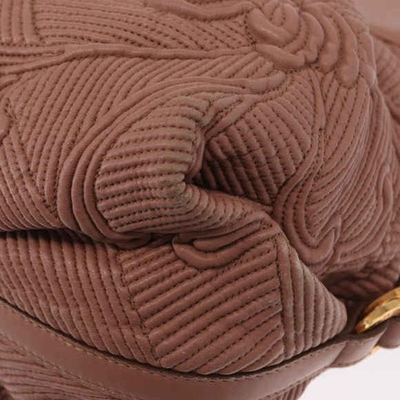 BVLGARI Chandra Shoulder Bag Leather Pink Gold Auth 155952