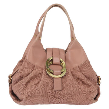 BVLGARI Chandra Shoulder Bag Leather Pink Gold Auth 155952 - 0