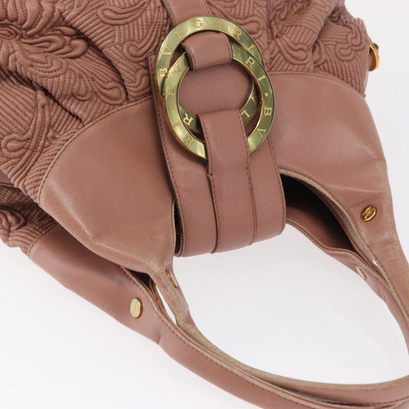 BVLGARI Chandra Shoulder Bag Leather Pink Gold Auth 155952