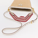 PRADA Shoulder Bag Saffiano leather Raffia Beige Gold Auth 155954SAM-10