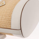 PRADA Shoulder Bag Saffiano leather Raffia Beige Gold Auth 155954SAM-13