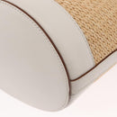 PRADA Shoulder Bag Saffiano leather Raffia Beige Gold Auth 155954SAM-14