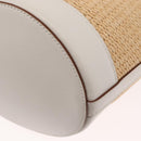 PRADA Shoulder Bag Saffiano leather Raffia Beige Gold Auth 155954SAM-16