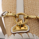 PRADA Shoulder Bag Saffiano leather Raffia Beige Gold Auth 155954SAM-17